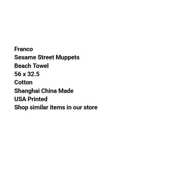 Vtg Sesame Street Beach Towel 56 x 32.5 Franco Muppets Bert Ernie TV Memorabilia - Picture 2 of 7